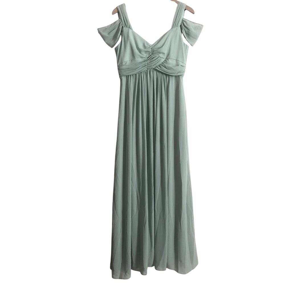 NWT Pinkblush Light Olive Chiffon Cold Shoulder Maternity Evening Gown